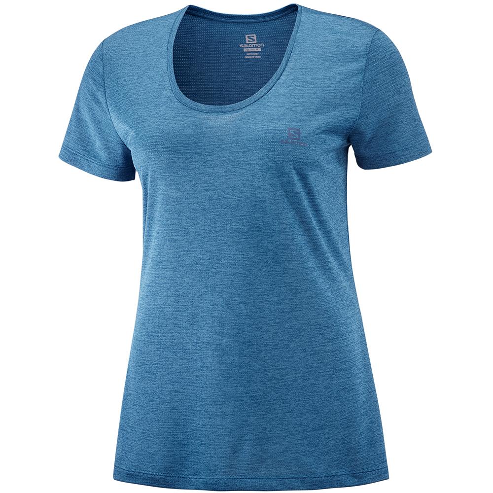 Camisetas Salomon Mujer Azules - Salomon Argentina AGILE SS W,108546-APB